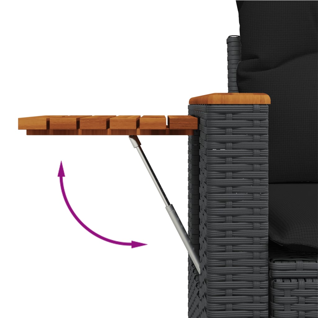 6-Delige Loungeset Met Kussens Poly Rattan Zwart