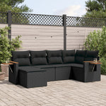 6-Delige Loungeset Met Kussens Poly Rattan Zwart
