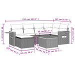 7-Delige Loungeset Met Kussens Poly Rattan Grijs