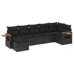 7-Delige Loungeset Met Kussens Poly Rattan Zwart