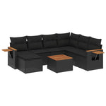 8-Delige Loungeset Met Kussens Poly Rattan Zwart