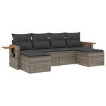 6-Delige Loungeset Met Kussens Poly Rattan Grijs