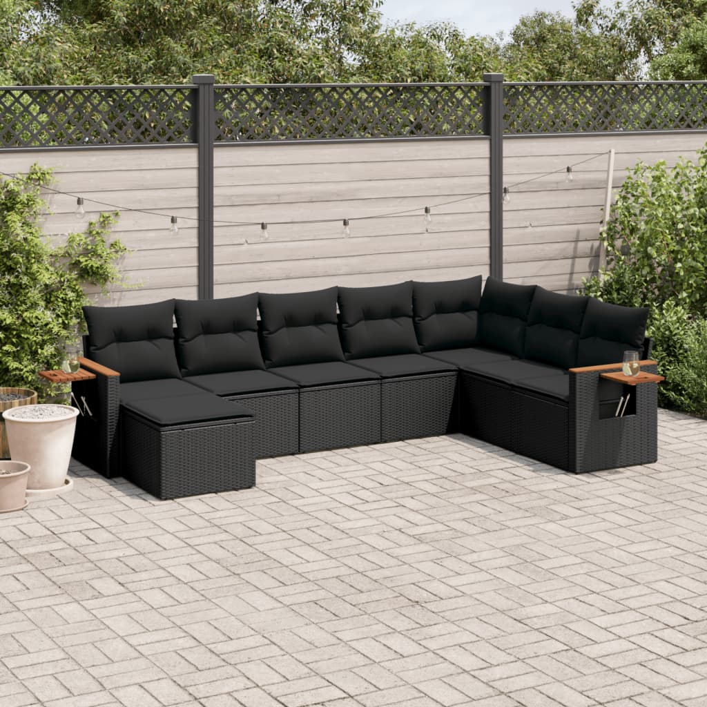 6-Delige Loungeset Met Kussens Poly Rattan Zwart Beige En Antraciet