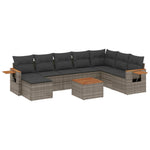 9-Delige Loungeset Met Kussens Poly Rattan Grijs