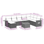9-Delige Loungeset Met Kussens Poly Rattan Grijs