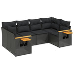 6-Delige Loungeset Met Kussens Poly Rattan Zwart