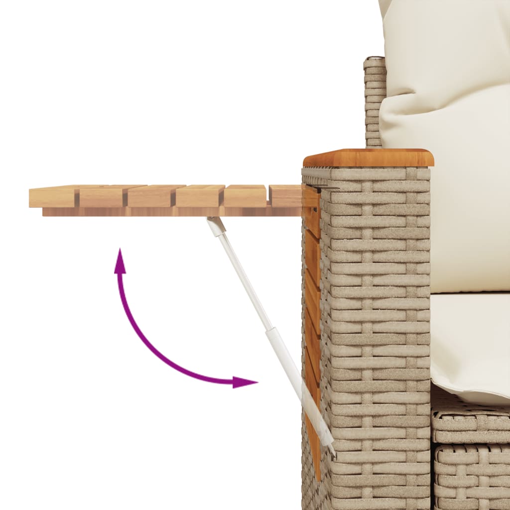 6-Delige Loungeset Met Kussens Poly Rattan Beige