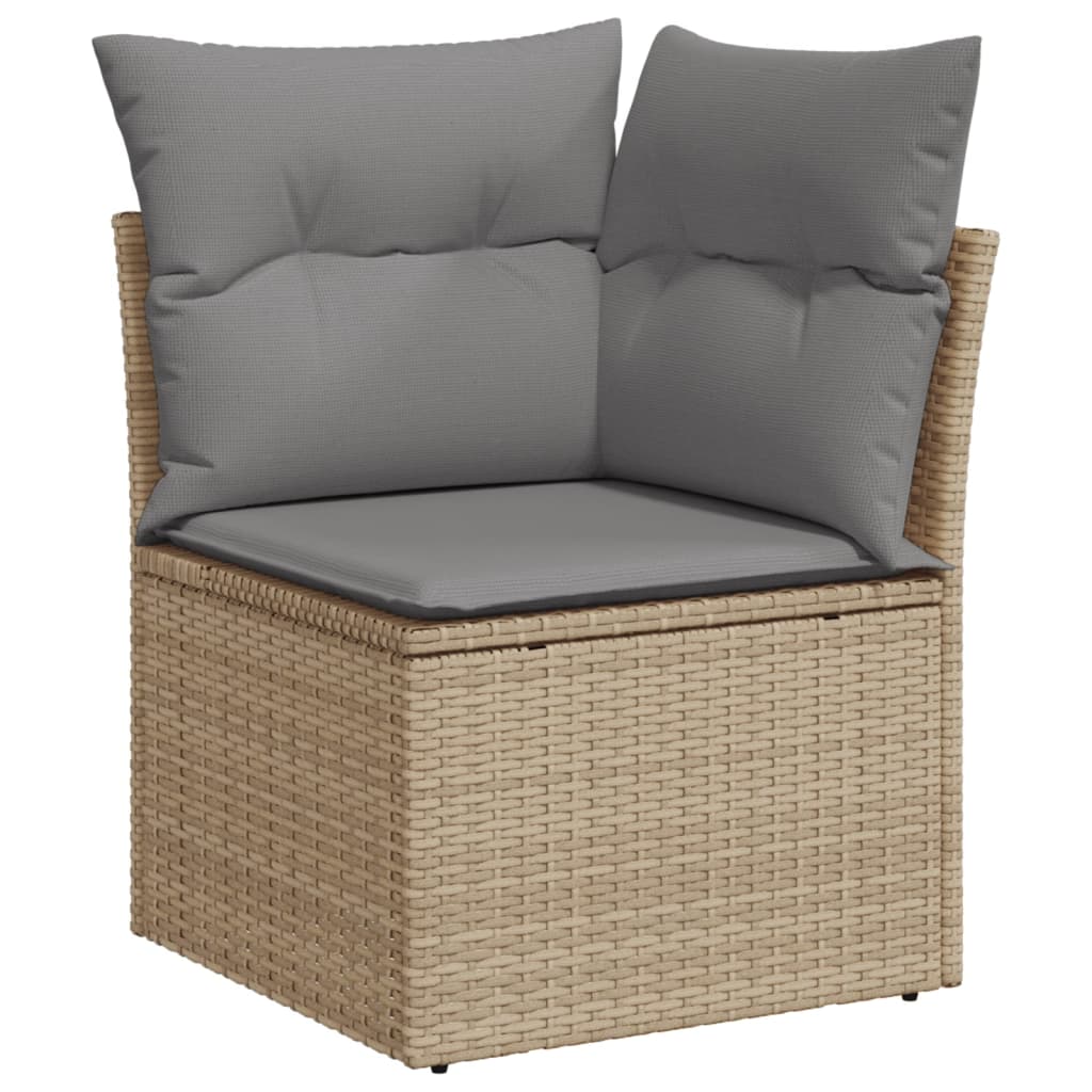 9-Delige Loungeset Met Kussens Poly Rattan Beige