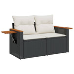 9-Delige Loungeset Met Kussens Poly Rattan Zwart
