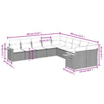 10-Delige Loungeset Met Kussens Poly Rattan Zwart
