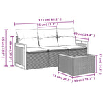 4-Delige Loungeset Met Kussens Poly Rattan Zwart