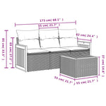 4-Delige Loungeset Met Kussens Poly Rattan Beige