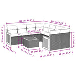9-Delige Loungeset Met Kussens Poly Rattan Grijs