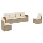 6-Delige Loungeset Met Kussens Poly Rattan Beige