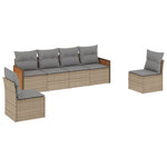 6-Delige Loungeset Met Kussens Poly Rattan Beige