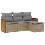 4-Delige Loungeset Met Kussens Poly Rattan Beige