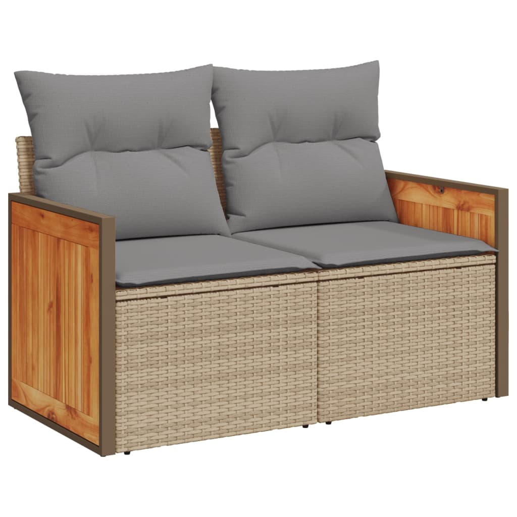 4-Delige Loungeset Met Kussens Poly Rattan Beige