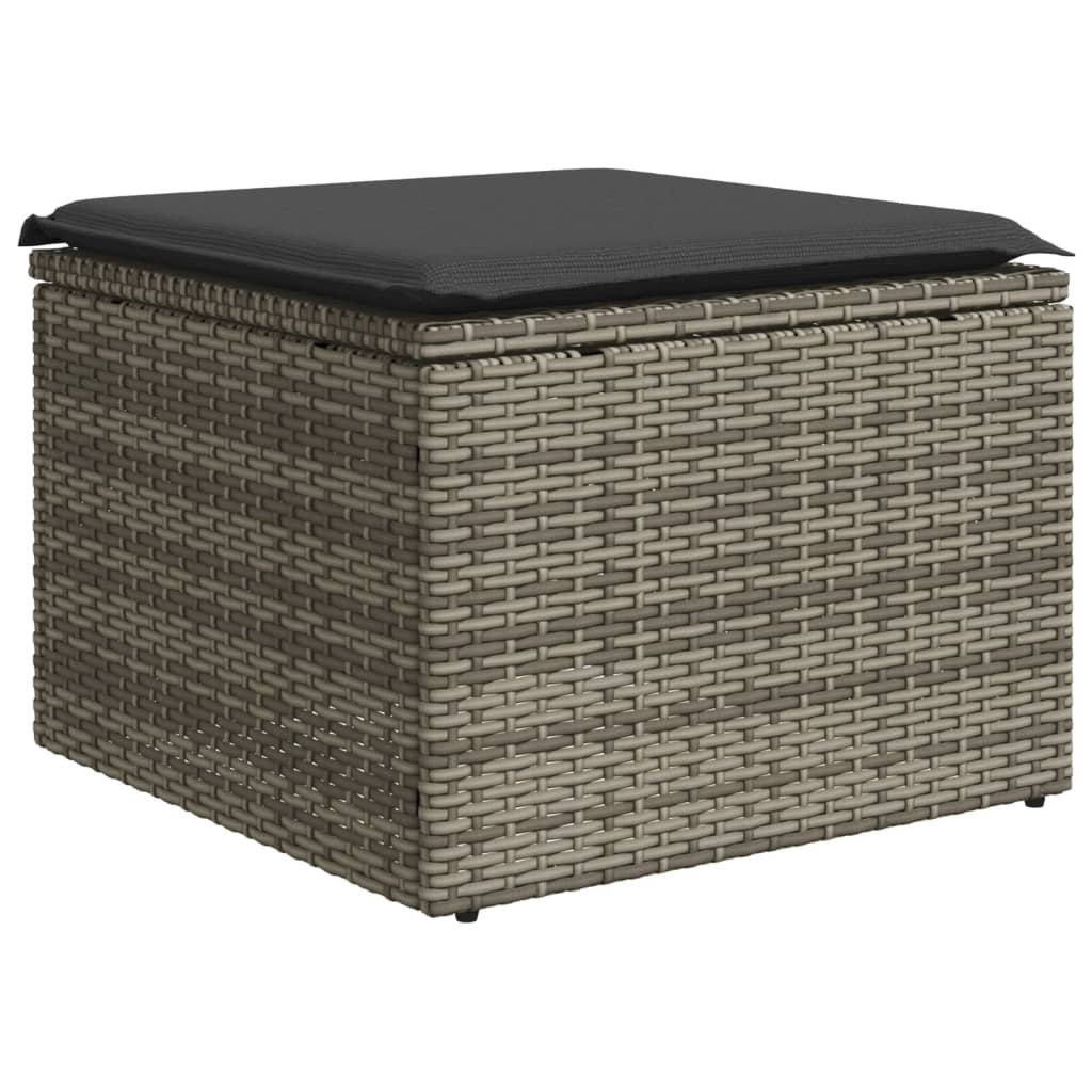 4-Delige Loungeset Met Kussens Poly Rattan Grijs