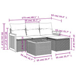 5-Delige Loungeset Met Kussens Poly Rattan Grijs