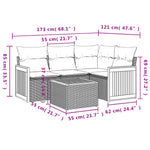 5-Delige Loungeset Met Kussens Poly Rattan Grijs