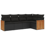 5-Delige Loungeset Met Kussens Poly Rattan Zwart