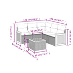 6-Delige Loungeset Met Kussens Poly Rattan Grijs