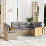 5-Delige Loungeset Met Kussens Poly Rattan Beige