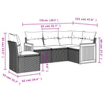 5-Delige Loungeset Met Kussens Poly Rattan Grijs