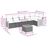 7-Delige Loungeset Met Kussens Poly Rattan Grijs