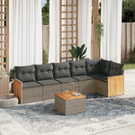 7-Delige Loungeset Met Kussens Poly Rattan Grijs