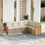 6-Delige Loungeset Met Kussens Poly Rattan Beige