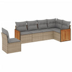 6-Delige Loungeset Met Kussens Poly Rattan Beige