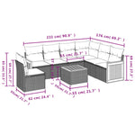 7-Delige Loungeset Met Kussens Poly Rattan Grijs