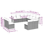 11-Delige Loungeset Met Kussens Poly Rattan Grijs