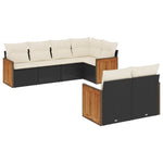 7-Delige Loungeset Met Kussens Poly Rattan Zwart