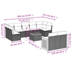 9-Delige Loungeset Met Kussens Poly Rattan Zwart