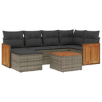7-Delige Loungeset Met Kussens Poly Rattan Grijs