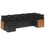 7-Delige Loungeset Met Kussens Poly Rattan Zwart