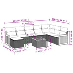 9-Delige Loungeset Met Kussens Poly Rattan Grijs