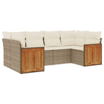 6-Delige Loungeset Met Kussens Poly Rattan Beige