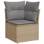 6-Delige Loungeset Met Kussens Poly Rattan Beige