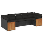 7-Delige Loungeset Met Kussens Poly Rattan Zwart