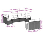 9-Delige Loungeset Met Kussens Poly Rattan Zwart