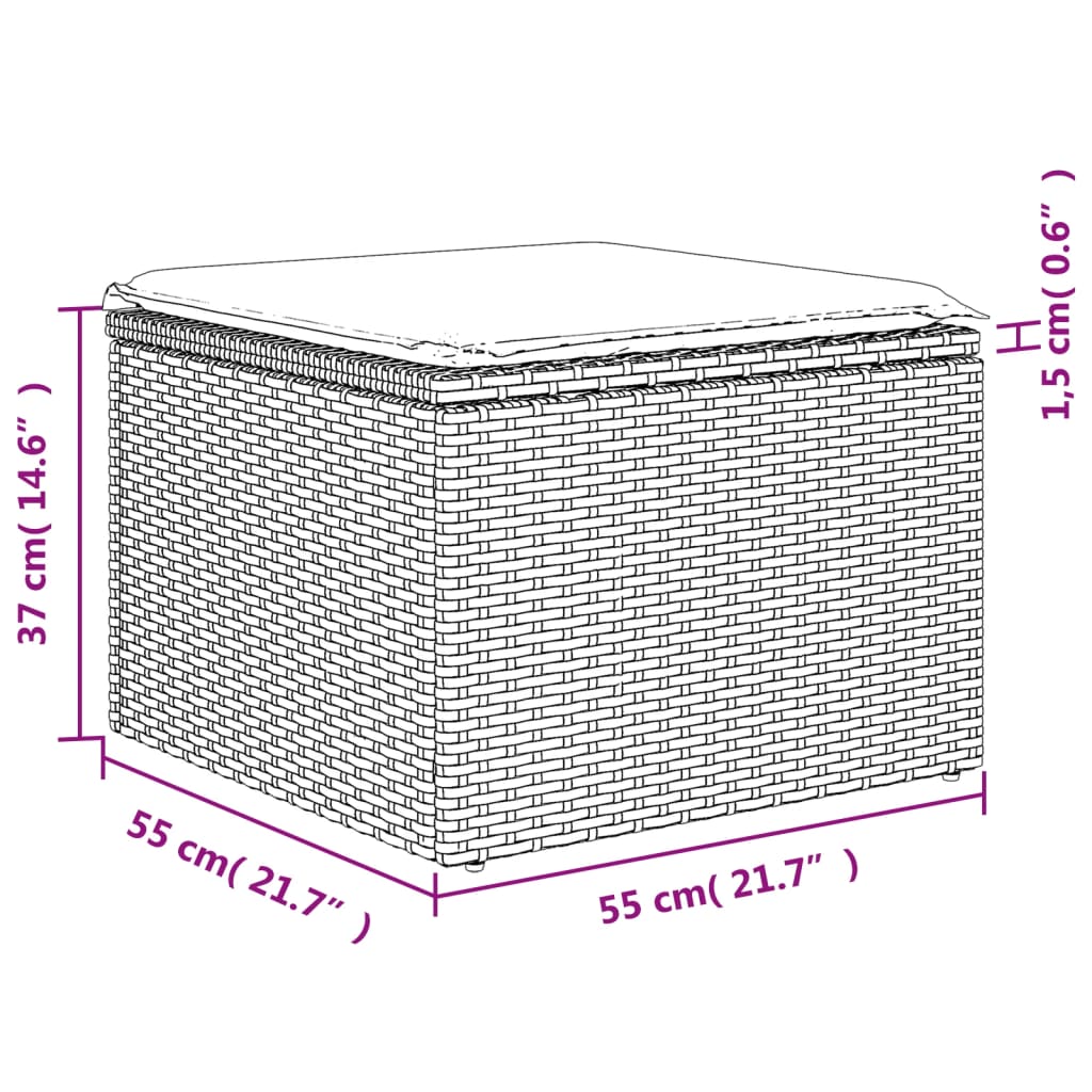 9-Delige Loungeset Met Kussens Poly Rattan Zwart