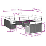12-Delige Loungeset Met Kussens Poly Rattan Zwart