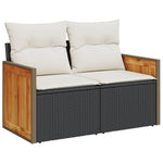 12-Delige Loungeset Met Kussens Poly Rattan Zwart Wit
