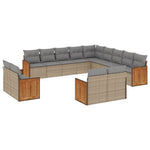 13-Delige Loungeset Met Kussens Poly Rattan Beige
