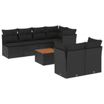 8-Delige Loungeset Met Kussens Poly Rattan Zwart