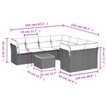 9-Delige Loungeset Met Kussens Poly Rattan Grijs