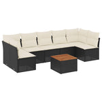 8-Delige Loungeset Met Kussens Poly Rattan Zwart